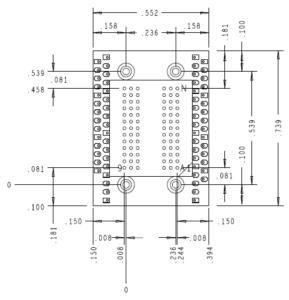 DDR4 78 Pin XH Series Oscilloscope Socketed Mechanical Outline