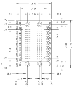DDR4 96 Pin XH Series Oscilloscope Socketed Mechanical Outline