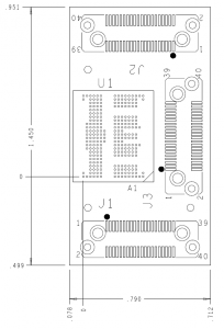 LPDDR4 254 Pin Compliance Interposer Mechanical Outline Top View