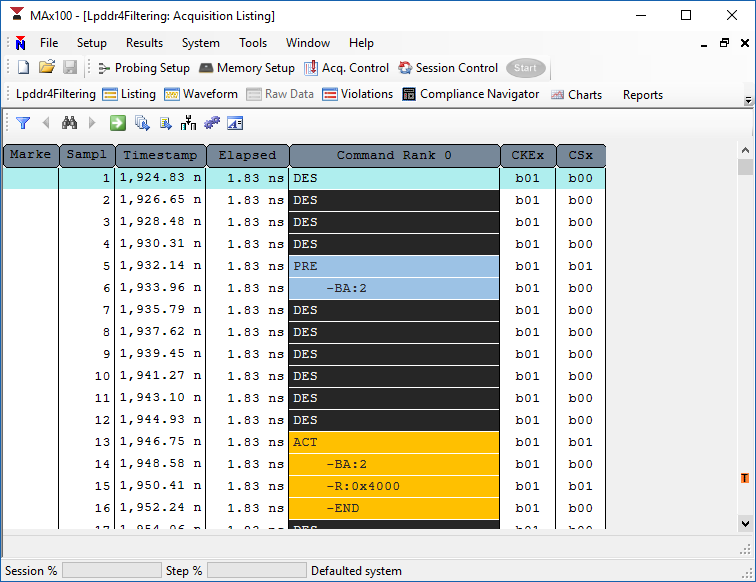 MA5100 LPDDR4 Precharge Command Listing